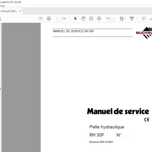 CAT Bucyrus RH30F Pelle hydraulique MANUEL DE SERVICE BI651604 - PDF DOWNLOAD (French)