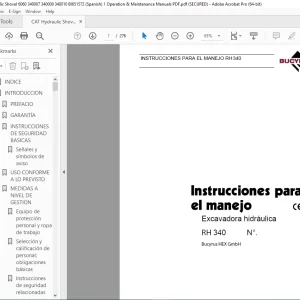 CAT Bucyrus RH340 Excavadora hidráulica Instrucciones para el manejo 3666290 PDF DOWNLOADS (SPANISH)