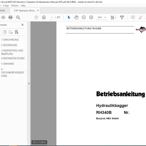 CAT Bucyrus RH340B Hydraulikbagger Betriebsanleitung 3725016 PDF DOWNLOAD (GERMAN)