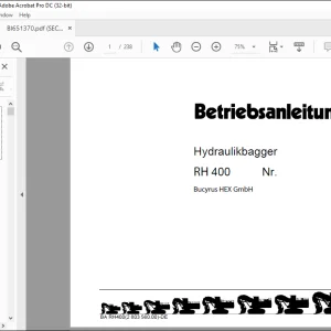 CAT Bucyrus RH400 Hydraulikbagger BETRIEBSANLEITUNG BI651370 - PDF DOWNLOAD (German)