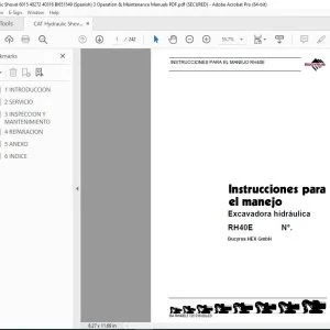 CAT Bucyrus RH40E Excavadora hidráulica lnstrucciones parael manejo 3725018  PDF DOWNLOAD (Spanish)