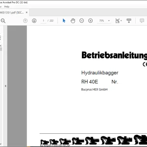 CAT Bucyrus RH40E Hydraulikbagger BETRIEBSANLEITUNG BI651351 - PDF DOWNLOAD  (German)