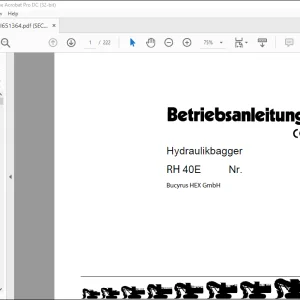 CAT Bucyrus RH40E Hydraulikbagger BETRIEBSANLEITUNG BI651364 - PDF DOWNLOAD (German)
