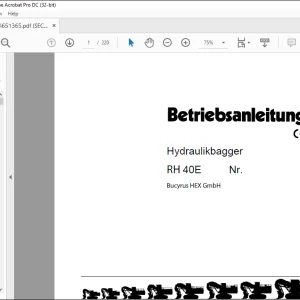 CAT Bucyrus RH40E Hydraulikbagger BETRIEBSANLEITUNG BI651365 - PDF DOWNLOAD (German)
