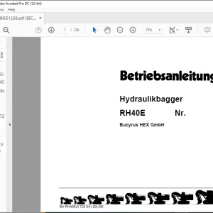 CAT Bucyrus RH40E Hydraulikbagger BETRIEBSANLEITUNG BI651258 -  PDF DOWNLOAD (German )