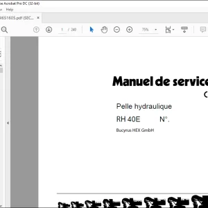 CAT Bucyrus RH40E Pelle hydraulique MANUEL DE SERVICE BI651605 - PDF DOWNLOAD (French)