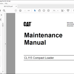 CAT CL115 Compact Loader Maintenance Manual  - PDF DOWNLOAD