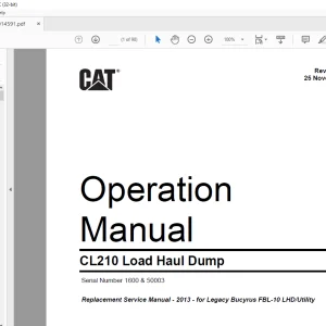 CAT CL210 Load Haul Dump Operation Manual SN 1600 & 50003 - PDF DOWNLOAD