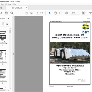 CAT DBT Diesel FBL-10 LHD UTILITY VEHICLE Load Haul Dump Operators Manual BI643699 - PDF DOWNLOAD
