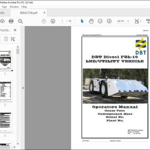CAT DBT Diesel FBL-10 LHD UTILITY VEHICLE Load Haul Dump Operators Manual BI643708  - PDF DOWNLOAD