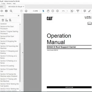 CAT SH640 D Roof Support Carrier Operation Manual SN 5004162 PDF DOWNLOAD