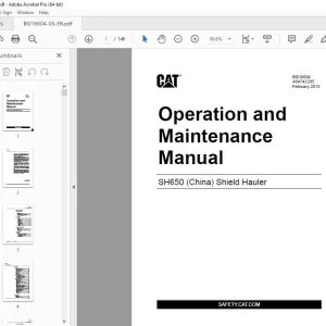 CAT SH650 (China) Shield Hauler Operation & Maintenance Manual BI016604 PDF DOWNLOAD