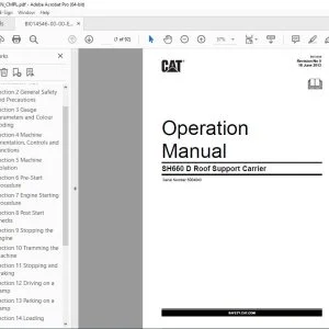 CAT SH660 D Roof Support Carrier Operation Manual SN 5004043 PDF DOWNLOAD