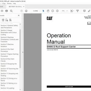 CAT SH660 D Roof Support Carrier Operation Manual SN 5004136 PDF DOWNLOAD