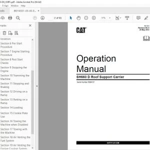 CAT SH660 D Roof Support Carrier Operation Manual SN 5004137 PDF DOWNLOAD