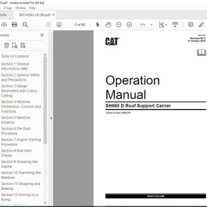 CAT SH660 D Roof Support Carrier Operation Manual SN 5004156 PDF DOWNLOAD