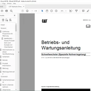 CAT Schnellwechsler (Spezielle Keilverriegelung) Betriebs- und Wartungsanleitung 3847047 PDF DOWNLOAD (GERMAN)