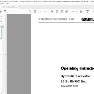 CATERPILLAR 6018 RH90C Hydraulic Excavator Operating Instruction Manual - PDF DOWNLOAD