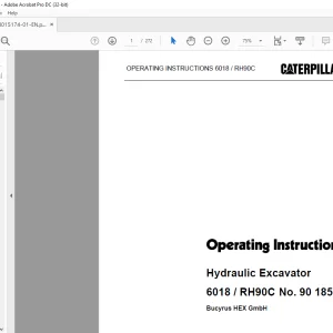 CATERPILLAR 6018 RH90C Hydraulic Excavator Operating Instruction Manual 3725086  - PDF DOWNLOAD