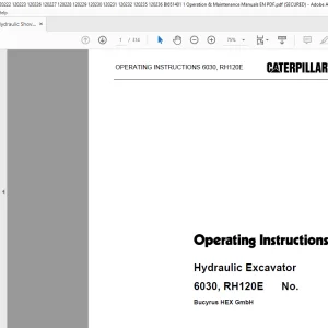 CATERPILLAR 6030 RH120E Hydraulic Excavator Operation Instruction Manual - PDF DOWNLOAD