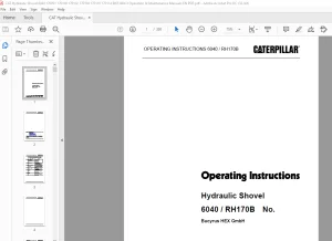 CATERPILLAR 6040 RH170B Hydraulic Shovel Operating Instruction Manual - PDF DOWNLOAD