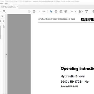 CATERPILLAR 6040 RH170B Hydraulic Shovel Operating Instruction Manual - PDF DOWNLOAD