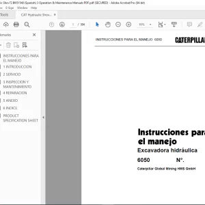 CATERPILLAR 6050 Excavadora hidráulica Instrucciones para el manejo 3847006 PDF DOWNLOAD (SPANISH)