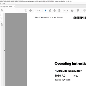 CATERPILLAR 6060 AC Hydraulic Excavator Operating Instruction Manual - PDF DOWNLOAD