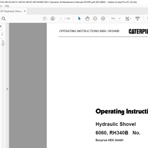 CATERPILLAR 6060 RH340B Hydraulic Shovel Operation Instruction Manual - PDF DOWNLOAD