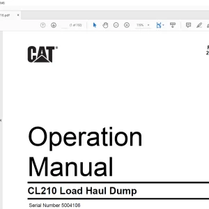 CATERPILLAR CL210 Load Haul Dump Operation and Maintenance Manual SN 5004106 - PDF DOWNLOAD