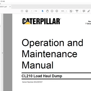 CATERPILLAR CL210 Load Haul Dump Operation and Maintenance Manual SN BA200567  -  PDF DOWNLOAD