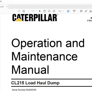 CATERPILLAR CL215 Load Haul Dump Operation and Maintenance Manual SN BA600559  - PDF DOWNLOAD