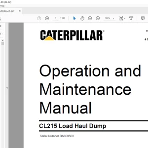 CATERPILLAR CL215 Load Haul Dump Operation and Maintenance Manual SN BA600560 -  PDF DOWNLOAD