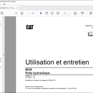 Cat 6030 Pelle hydraulique Utilisation et entretien EM030973 - PDF DOWNLOAD (French)
