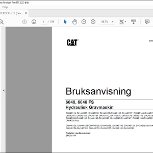 Cat 6040, 6040 FS Hydraulisk Gravmaskin Bruksanvisning EM030935  - PDF DOWNLOAD (Norwegian)