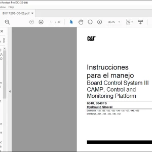 Cat 6040, 6040FS Hydraulic Shovel Board Control System III CAMP, Control and Monitoring Platform Instrucciones para el manejo  - PDF DOWNLOAD (Spanish)