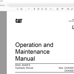 Cat 6040, 6040FS Hydraulic Shovel Operation and Maintenance Manual - PDF DOWNLOAD