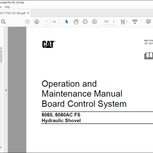 Cat 6060, 6060AC FS Hydraulic Shovel Board Control System Operation and Maintenance Manual -  PDF DOWNLOAD