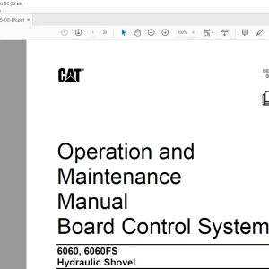 Cat 6060, 6060FS Hydraulic Shovel Board Control System Operation and Maintenance Manual - PDF DOWNLOAD
