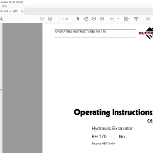 Cat Bucyrus RH170 Hydraulic Excavator OPERATING INSTRUCTIONS MANUAL BI651494 - PDF DOWNLOAD