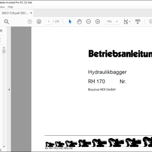 Cat Bucyrus 170 Hydraulikbagger BETRIEBSANLEITUNG BI651338 - PDF DOWNLOAD (German)