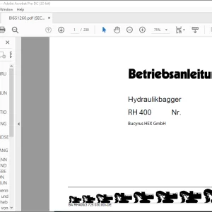 Cat Bucyrus 400 Hydraulikbagger BETRIEBSANLEITUNG BI651260 - PDF DOWNLOAD (German)