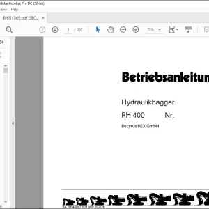 Cat Bucyrus 400 Hydraulikbagger BETRIEBSANLEITUNG BI651369  - PDF DOWNLOAD (German)