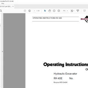 Cat Bucyrus 40E Hydraulic Excavator OPERATING INSTRUCTIONS MANUAL BI651507 - PDF DOWNLOAD