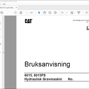 Cat Bucyrus 6015, 6015FS Hydraulisk Gravmaskin Bruksanvisning - PDF DOWNLOAD (Norwegian)