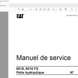 Cat Bucyrus 6018, 6018 FS Pelle hydraulique Manuel de service BI651582 - PDF DOWNLOAD (French)