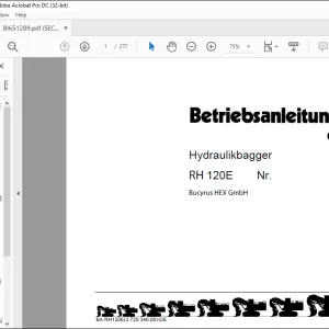 Cat Bucyrus RH 120E Hydraulikbagger BETRIEBSANLEITUNG BI651289  - PDF DOWNLOAD (GERMAN)