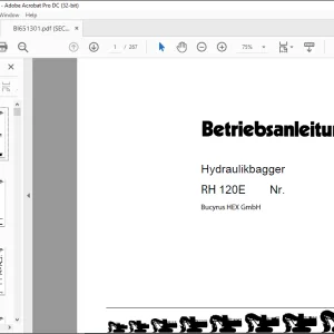 Cat Bucyrus RH 120E Hydraulikbagger BETRIEBSANLEITUNG BI651301 - PDF DOWNLOAD (GERMAN)