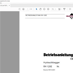 Cat Bucyrus RH 120E Hydraulikbagger BETRIEBSANLEITUNG BI651302  - PDF DOWNLOAD (German)