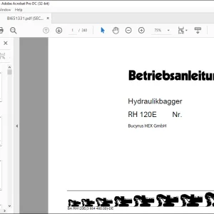 Cat Bucyrus RH 120E Hydraulikbagger BETRIEBSANLEITUNG BI651331 - PDF DOWNLOAD (German)